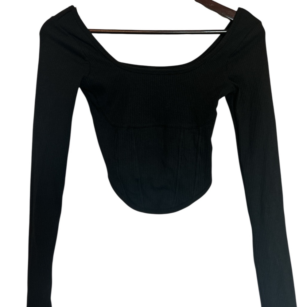 Pink Black Asymmetrical Long Sleeve Crop